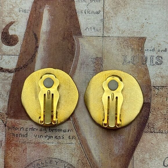 Vintage Fred Hayman Beverly Hills Monogram Clip Earrings - Picture 2 of 4